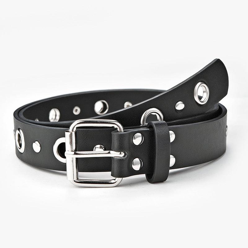 Women Double Grommet Leather Casual Jean Belt