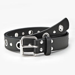 Women Double Grommet Leather Casual Jean Belt