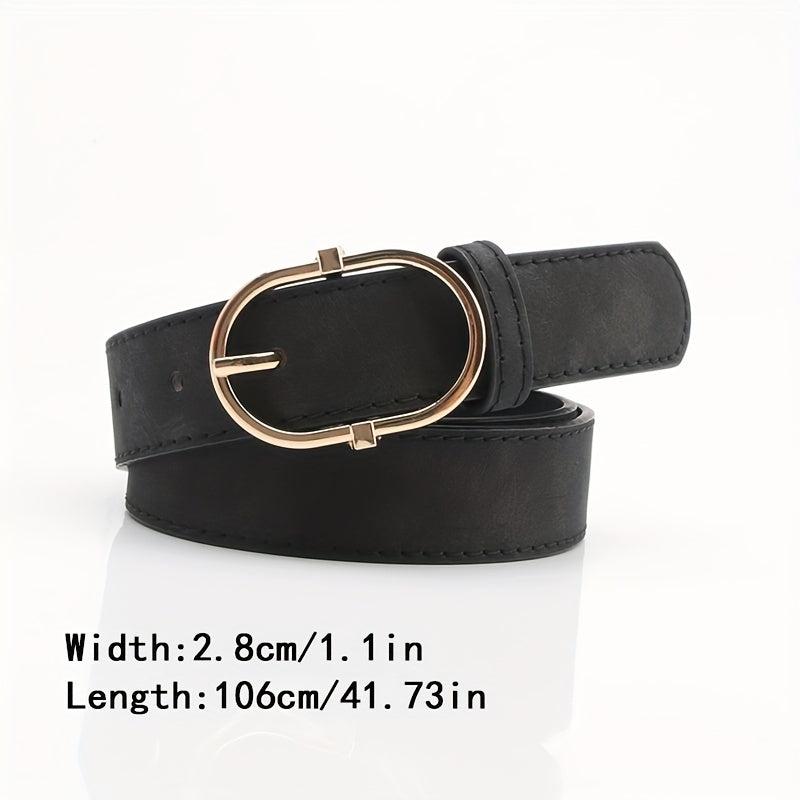 Vintage PU Leather Belt w/ Oval Pin Buckle
