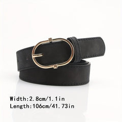 Vintage PU Leather Belt w/ Oval Pin Buckle