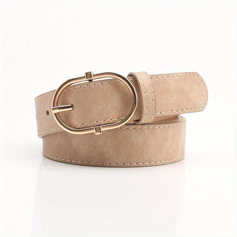 Vintage PU Leather Belt w/ Oval Pin Buckle