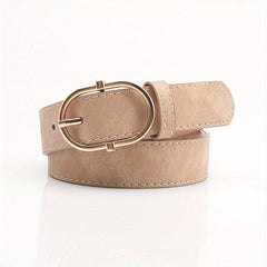 Vintage PU Leather Belt w/ Oval Pin Buckle