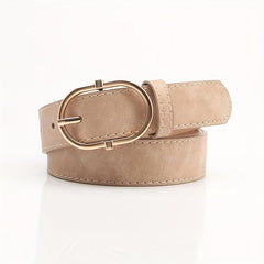 Vintage PU Leather Belt w/ Oval Pin Buckle