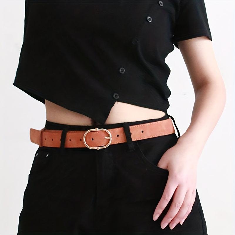 Vintage PU Leather Belt w/ Oval Pin Buckle