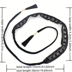 Boho Tassel Sash Belt Vintage Braided Lace Waistband