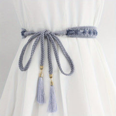 Boho Tassel Sash Belt Vintage Braided Lace Waistband