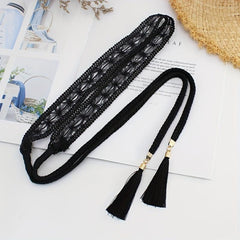 Boho Tassel Sash Belt Vintage Braided Lace Waistband