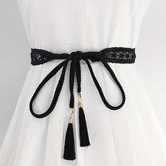 Boho Tassel Sash Belt Vintage Braided Lace Waistband