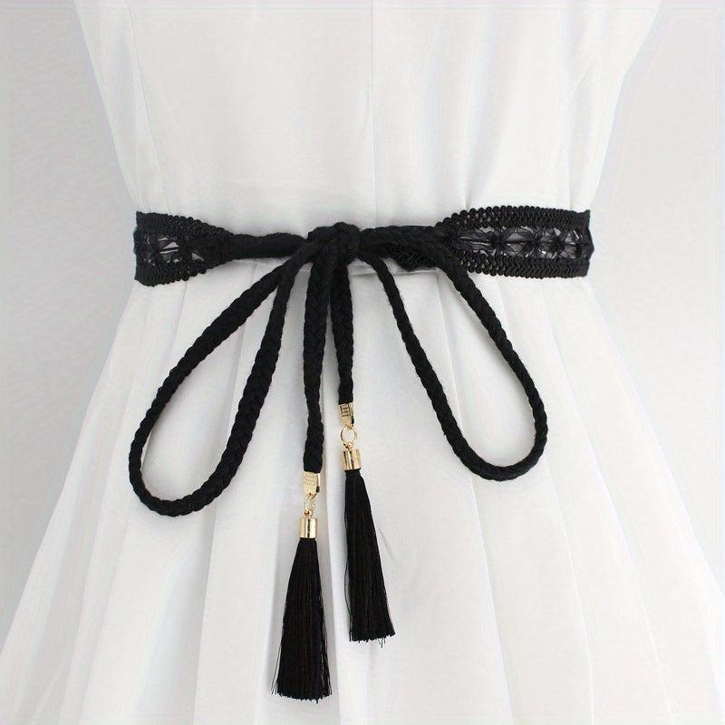 Boho Tassel Sash Belt Vintage Braided Lace Waistband