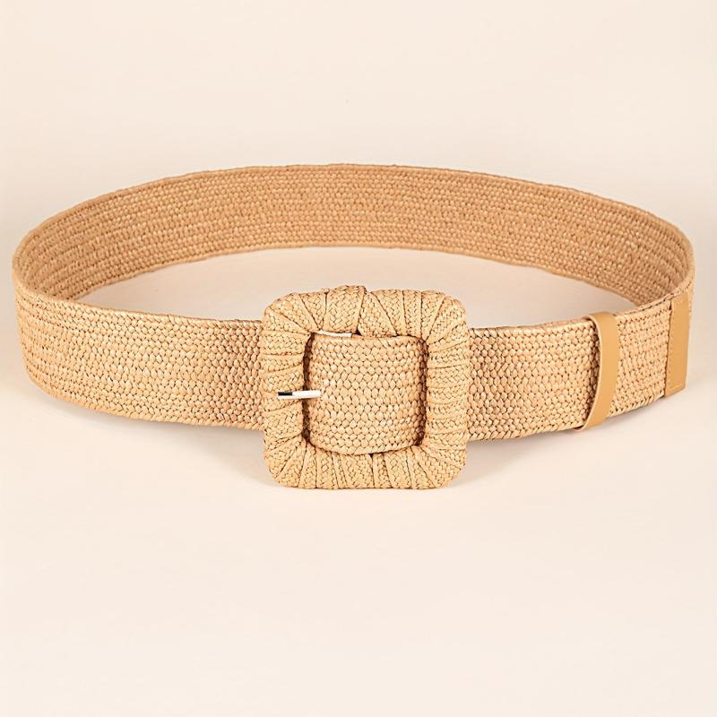 Bohemian Woven Belt Square Buckle Elastic Waist Belt