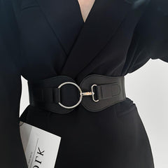 Wide Elastic PU Waist Belt Vintage Women Punk Coat Dress Girdle