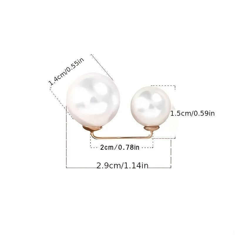 Faux Pearl Brooch Collar Pin Set for Women