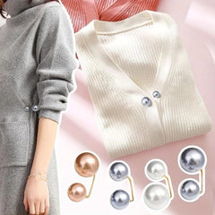 Faux Pearl Brooch Collar Pin Set for Women