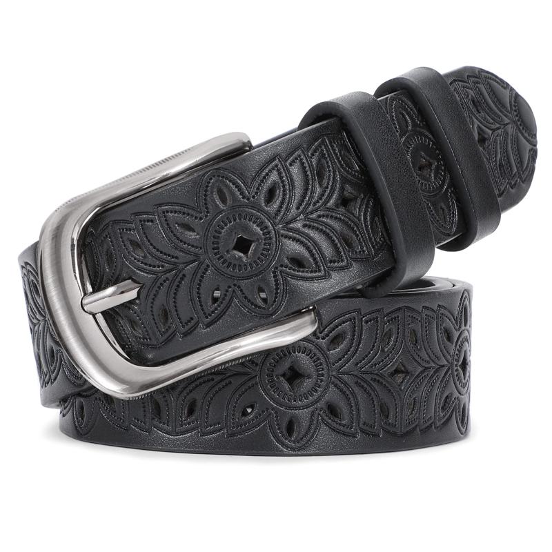 Wide Hollow Pu Leather Belt for Women with Pin Buckle