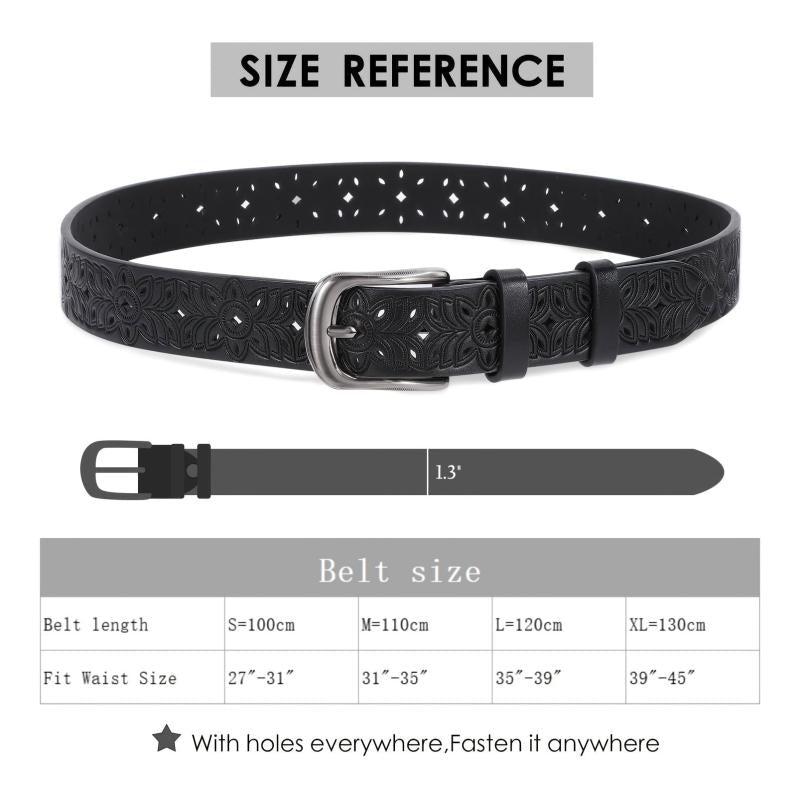 Wide Hollow Pu Leather Belt for Women with Pin Buckle