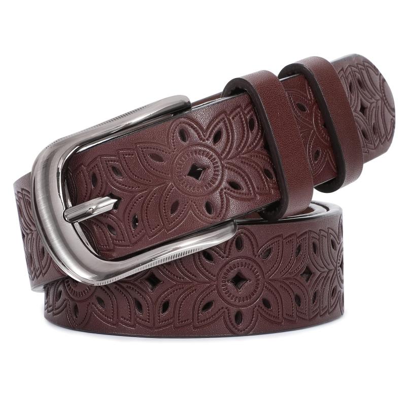 Wide Hollow Pu Leather Belt for Women with Pin Buckle