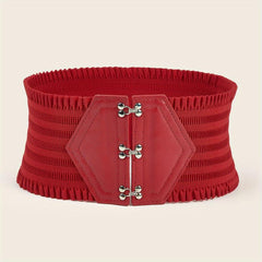 Candy Ruffles Wide Belt Triple Buckle Elastic Waistband for Women