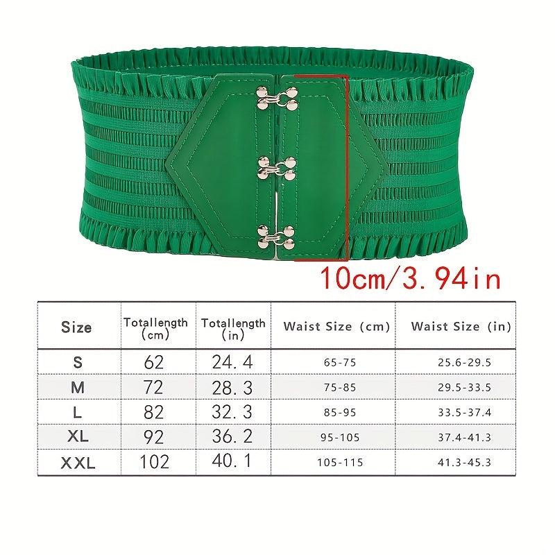 Candy Ruffles Wide Belt Triple Buckle Elastic Waistband for Women