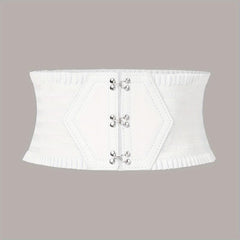 Candy Ruffles Wide Belt Triple Buckle Elastic Waistband for Women