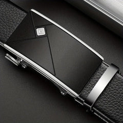 Leather Belt with Automatic Buckle for Men