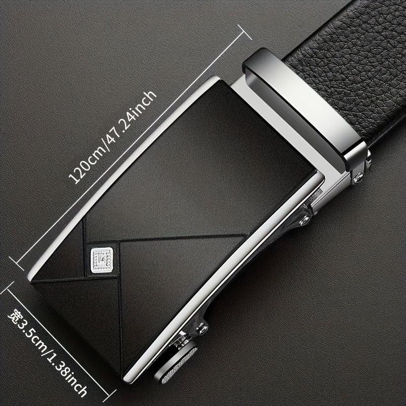 Leather Belt with Automatic Buckle for Men