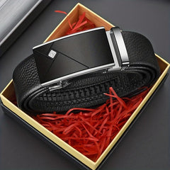 Leather Belt with Automatic Buckle for Men
