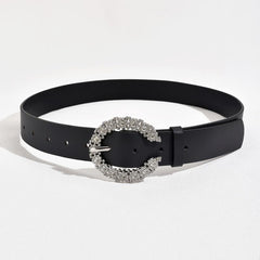 Women's C Rhinestone Buckle PU Belt - Versatile Accessory