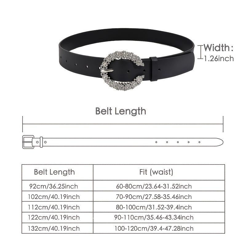 Women's C Rhinestone Buckle PU Belt - Versatile Accessory