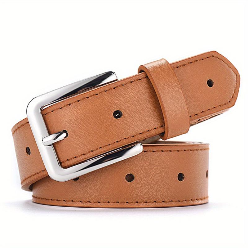 Solid PU Belt with Square Buckle for Women