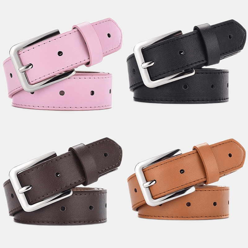 Solid PU Belt with Square Buckle for Women