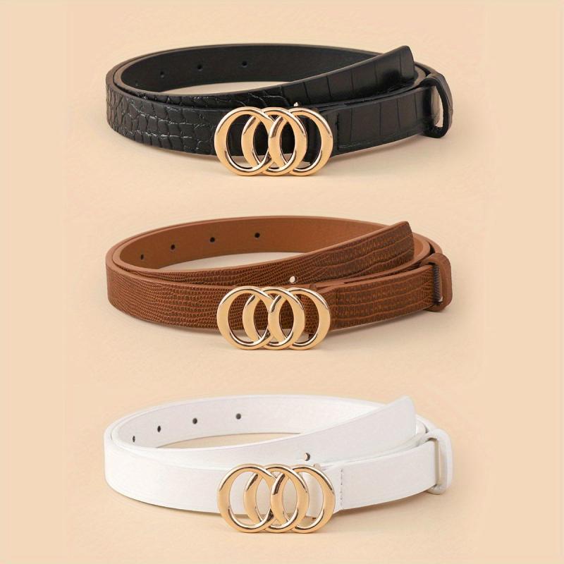 3pcs Set Stylish Solid PU Belt for Women