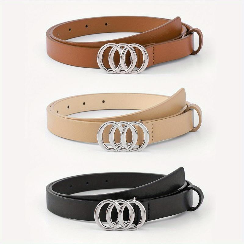 3pcs Set Stylish Solid PU Belt for Women