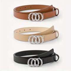 3pcs Set Stylish Solid PU Belt for Women