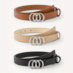 3pcs Set Stylish Solid PU Belt for Women