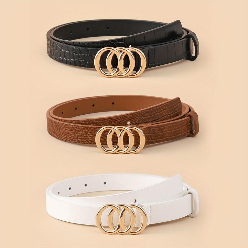 3pcs Set Stylish Solid PU Belt for Women
