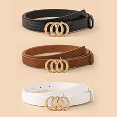 3pcs Set Stylish Solid PU Belt for Women