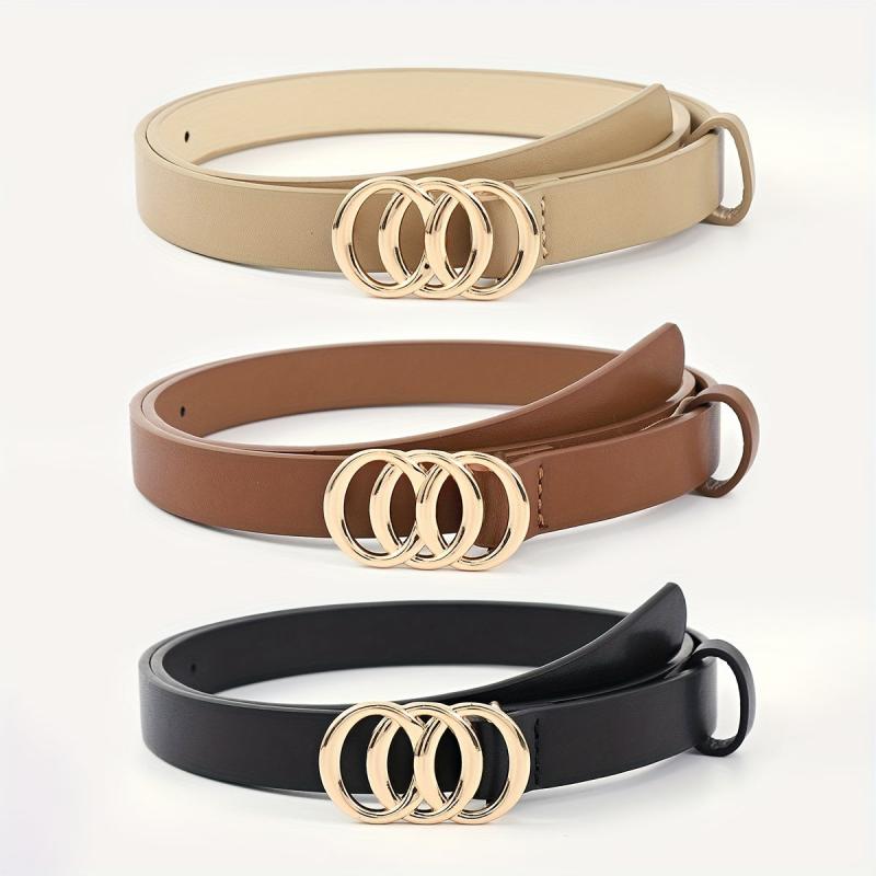 3pcs Set Stylish Solid PU Belt for Women
