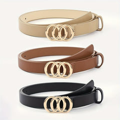 3pcs Set Stylish Solid PU Belt for Women