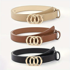 3pcs Set Stylish Solid PU Belt for Women