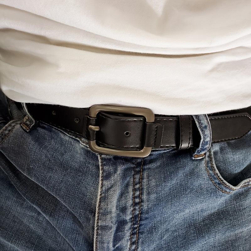 Unisex Vintage Gray Buckle PU Belt Casual Jeans Belt