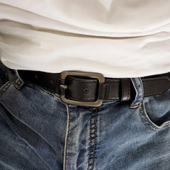 Unisex Vintage Gray Buckle PU Belt Casual Jeans Belt