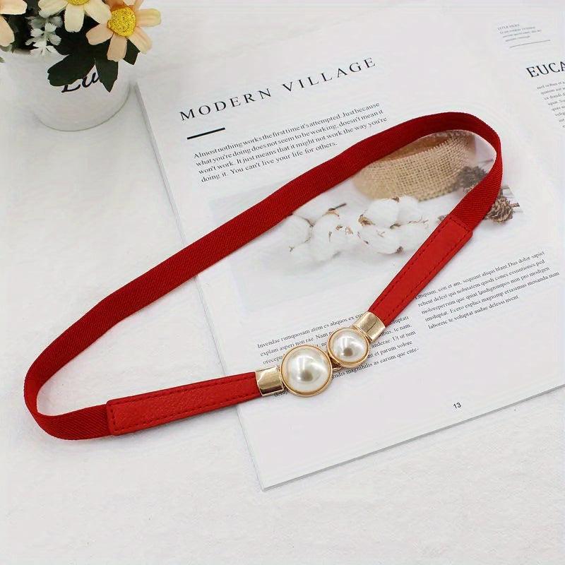 Faux Pearl Thin Belt for Women Dress Decoration