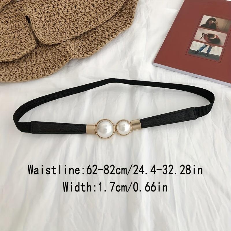 Faux Pearl Thin Belt for Women Dress Decoration