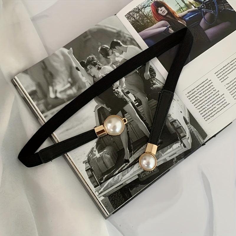 Faux Pearl Thin Belt for Women Dress Decoration