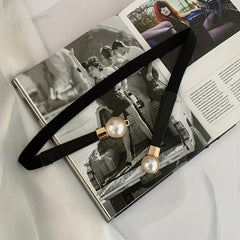 Faux Pearl Thin Belt for Women Dress Decoration