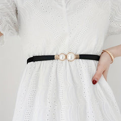 Faux Pearl Thin Belt for Women Dress Decoration