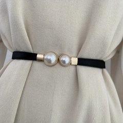 Faux Pearl Thin Belt for Women Dress Decoration