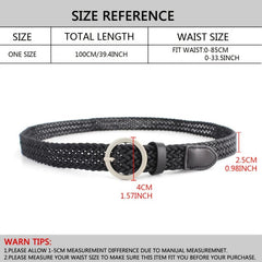 Women's Braided Belt Round Buckle Student Female Silver Buckle