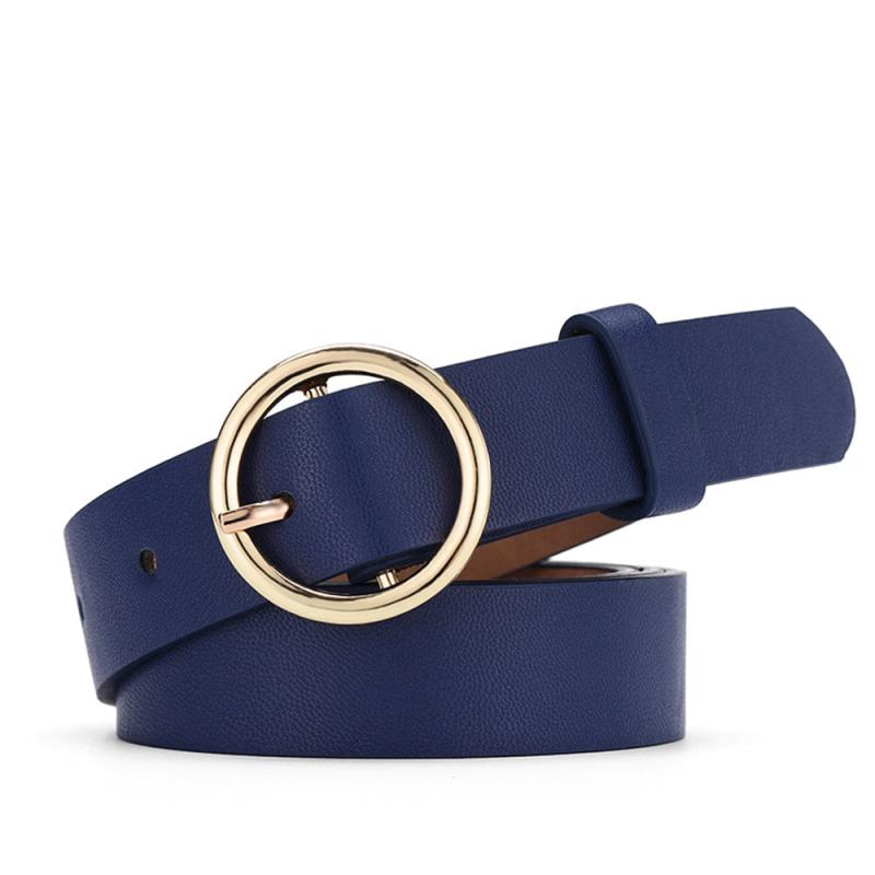 Round Buckle Belt Waist Belts Metal Buckle Casual PU Leather Women's Jeans Pants