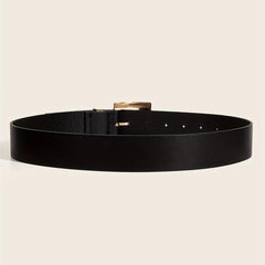 Golden Square Pin Buckle Belt Wide PU Leather Belt Punk Jeans Pants Belts